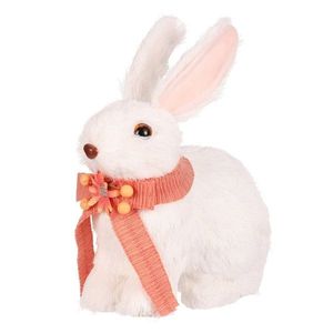 Veľkonočná dekorácia Zajac S s mašľou, 10 x 15 x 19 cm, biela vyobraziť