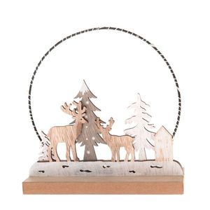 Drevená vianočná dekorácia s LED svetlom Deer forest, 16 x 16 x 6 cm vyobraziť