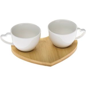 Súprava 2 porcelánových šálok s podtáckou Srdce vyobraziť