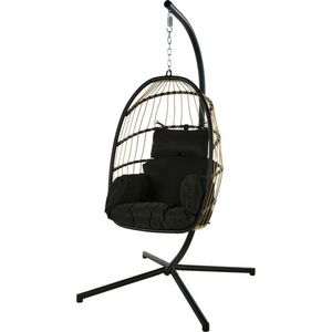 Závesné ratanové kreslo s konštrukciou Menkar, ​ čierna, prírodný ratan vyobraziť