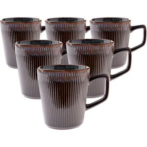 Súprava 6 keramických hrnčekov Rustik 410 ml, tmavohnedá vyobraziť