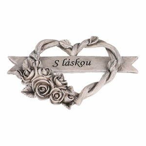 Pietna dekorácia Srdce s ružami a stuhou, polyresin, 12 x 10 x 2 cm vyobraziť