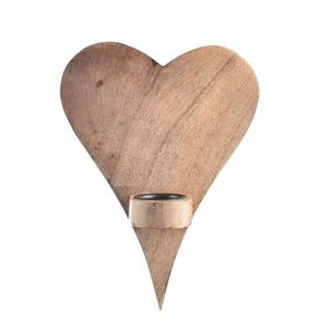 InDecor Svietnik na stenu z mangového dreva Srdce, 20 x 9 x 28 cm vyobraziť