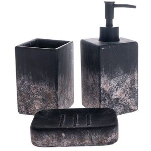 Súprava cementových kúpeľňových doplnkov Bain 3 ks, čierna vyobraziť