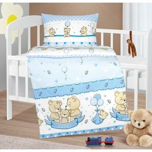 Bellatex Detské bavlnené obliečky do postieľky Agáta Medveď modrá, 90 x 135 cm, 45 x 60 cm vyobraziť