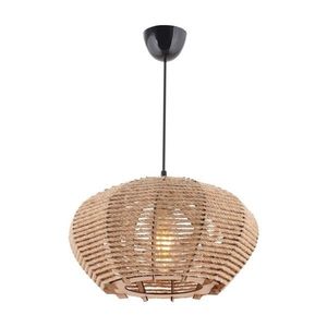 Závesný luster Jute Ellipse, krémová vyobraziť