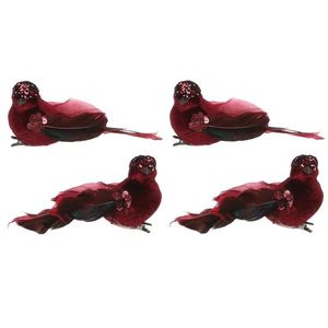 Súprava vtáčikov na klipe, červená, 4 ks vyobraziť
