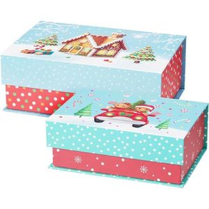 Set 2 vianočných krabíc Cookieman bodky vyobraziť