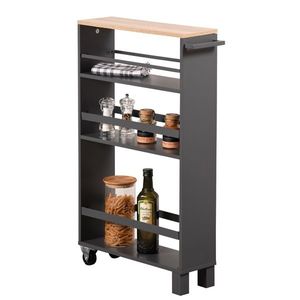 Kesper 24856 Polica do výklenku na kolieskach, čierna, 50 x 15 x 79 cm vyobraziť