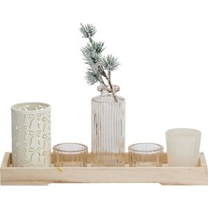 Súprava svietnikov na drevenom podnose Winter Time, 6 ks, 10, 5 x 32, 5 cm vyobraziť