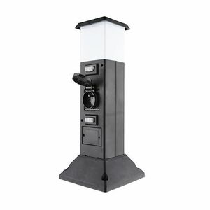 Solight PG05 Záhradný stĺpik IP44 s LED osvetlením, plast, 2 zásuvky, hranol, čierna vyobraziť