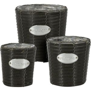 Sada kónických obalov na kvetináče Flowers antracit, 3 ks vyobraziť