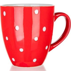 Banquet Hrnček keramický baňák 400 ml, červený s bodkami vyobraziť