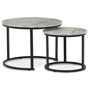 Sada konferenčných stolíkov, biely mramor, 2 ks vyobraziť