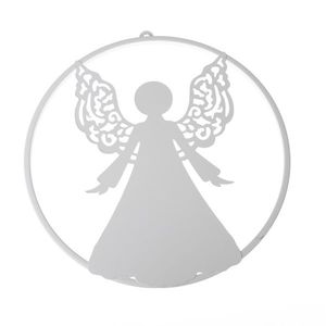 Kovová vianočná dekorácia na stenu anjel Galadriel biela, 38 x 39, 5 cm vyobraziť