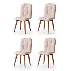 Súprava jedálenských stoličiek Retro Cream and Walnut, 4 ks vyobraziť