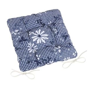 Bellatex Sedák DITA prešívaný Kocka s kvetom modrá, 40 x 40 cm vyobraziť