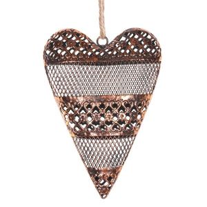 Kovové závesné srdce 15 x 24 x 4 cm, farba medená vyobraziť
