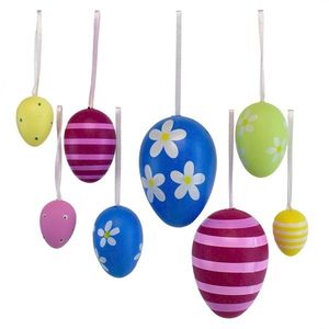 Ručne maľované vajíčka s mašľou, 8 ks, mix veľkostí vyobraziť