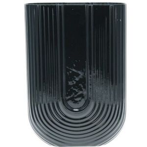 Sklenená váza s reliéfom Eleanor, 16, 5 x 23, 5​ x 7, 5 cm, lesklá čierna vyobraziť