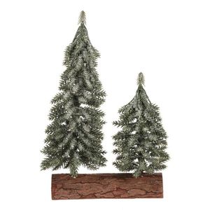 Vianočná dekorácia Smreky na kláte - duo, 26 cm, srienistý, zelená vyobraziť