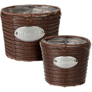 Sada kónických obalov na kvetináče Flowers hnedá, 2 ks vyobraziť