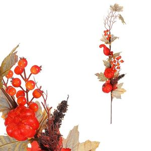 Jesenná umelá vetvička - červené tekvice a bobule, 73 cm vyobraziť