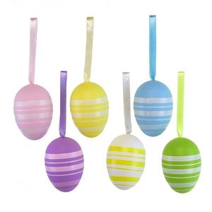 Sada ručne maľovaných vajíčok s mašľou, 6 ks, prúžok vyobraziť