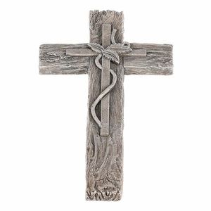 Pietne dekorácie Kríž s lístkami, imitácia dreva, polyresin, 11 x 21 x 2 cm vyobraziť