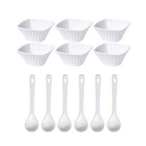 EH Súprava servírovacích misiek s lyžičkami Vlnkovka štvorec, 12 ks vyobraziť