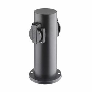 Solight PG10B Záhradný stĺpik IP44, nehrdz. oceľ, 2 zásuvky, valec, čierna vyobraziť