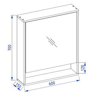 KÚPEĽŇOVÁ ZRKADLOVÁ SKRINKA NOVA 60 BIELA vyobraziť