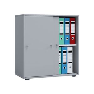 VCM Kancelárska skriňa Lona (posuvné dvere, sivá, L) vyobraziť