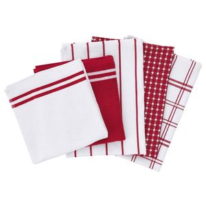 W5 Kuchynké utierky, 5 kusov (červená/biela) vyobraziť