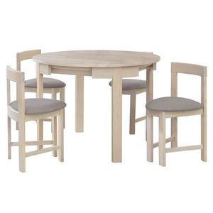 KONDELA Domio 1+4 jedálenský set biela vzor drevo / sivobéžová vyobraziť