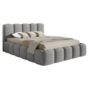 KONDELA Claudia čalúnená manželská posteľ s kovovým roštom sivá vyobraziť
