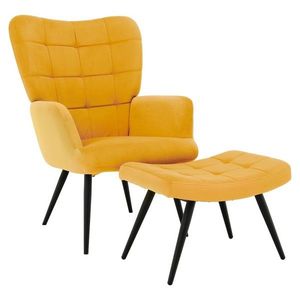 KONDELA Haben kreslo s podnožou žltá (Velvet) / čierna vyobraziť