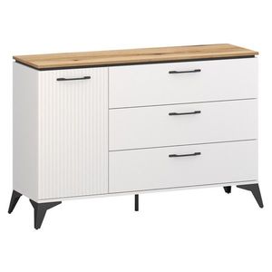 KONDELA Velis 1D3S jednodverová komoda so zásuvkou biela / dub evoke vyobraziť