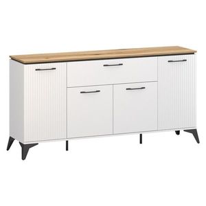 KONDELA Velis 4D1S štvordverová komoda so zásuvkou biela / dub evoke vyobraziť