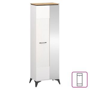 KONDELA Velis 1D/40 jednodverová šatníková skriňa so zrkadlom biela / dub evoke vyobraziť