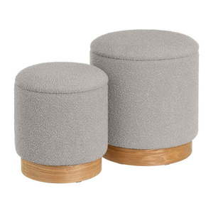 Svetlosivé taburety v súprave 2 ks z textílie buklé – Casa Selección vyobraziť