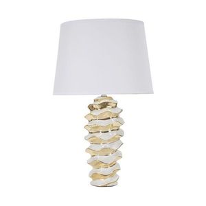 Biela/v zlatej farbe keramická stolová lampa s textilným tienidlom (výška 53 cm) Glam Space – Mauro Ferretti vyobraziť