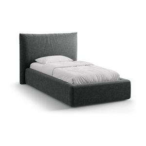 Tmavosivá čalúnená jednolôžková posteľ s úložným priestorom s roštom 90x200 cm Kaelle – Micadoni vyobraziť