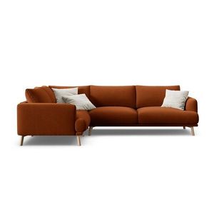 Zamatová rohová pohovka v terakotovej farbe (ľavý roh/do L) Naomi – Micadoni vyobraziť