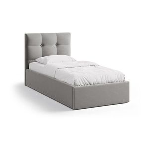 Sivá čalúnená jednolôžková posteľ s úložným priestorom s roštom 90x200 cm Phaedra – Micadoni vyobraziť