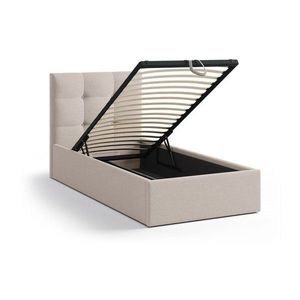 Svetlohnedá čalúnená jednolôžková posteľ s úložným priestorom s roštom 90x200 cm Phaedra – Micadoni vyobraziť