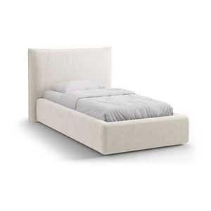 Krémovobiela čalúnená jednolôžková posteľ s úložným priestorom s roštom 90x200 cm Kaelle – Micadoni vyobraziť