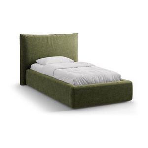 Zelená čalúnená jednolôžková posteľ s úložným priestorom s roštom 90x200 cm Kaelle – Micadoni vyobraziť