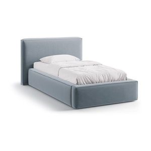 Svetlomodrá čalúnená jednolôžková posteľ s úložným priestorom s roštom 90x200 cm Jodie – Micadoni vyobraziť