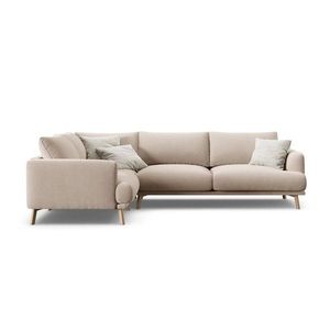 Béžová zamatová rohová pohovka (ľavý roh/do L) Naomi – Micadoni vyobraziť